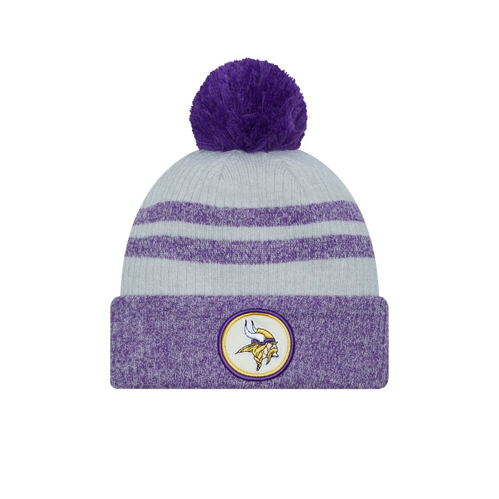 Minnesota Vikings New Era Pom Patch Gray Beanie Hat - New With Tags